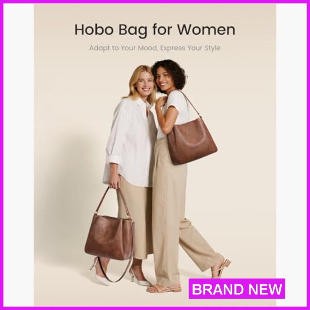 Vegan Leather Hobo Bag Minimal Chic Work Travel Shoulder Handbag - Picture 2 of 7